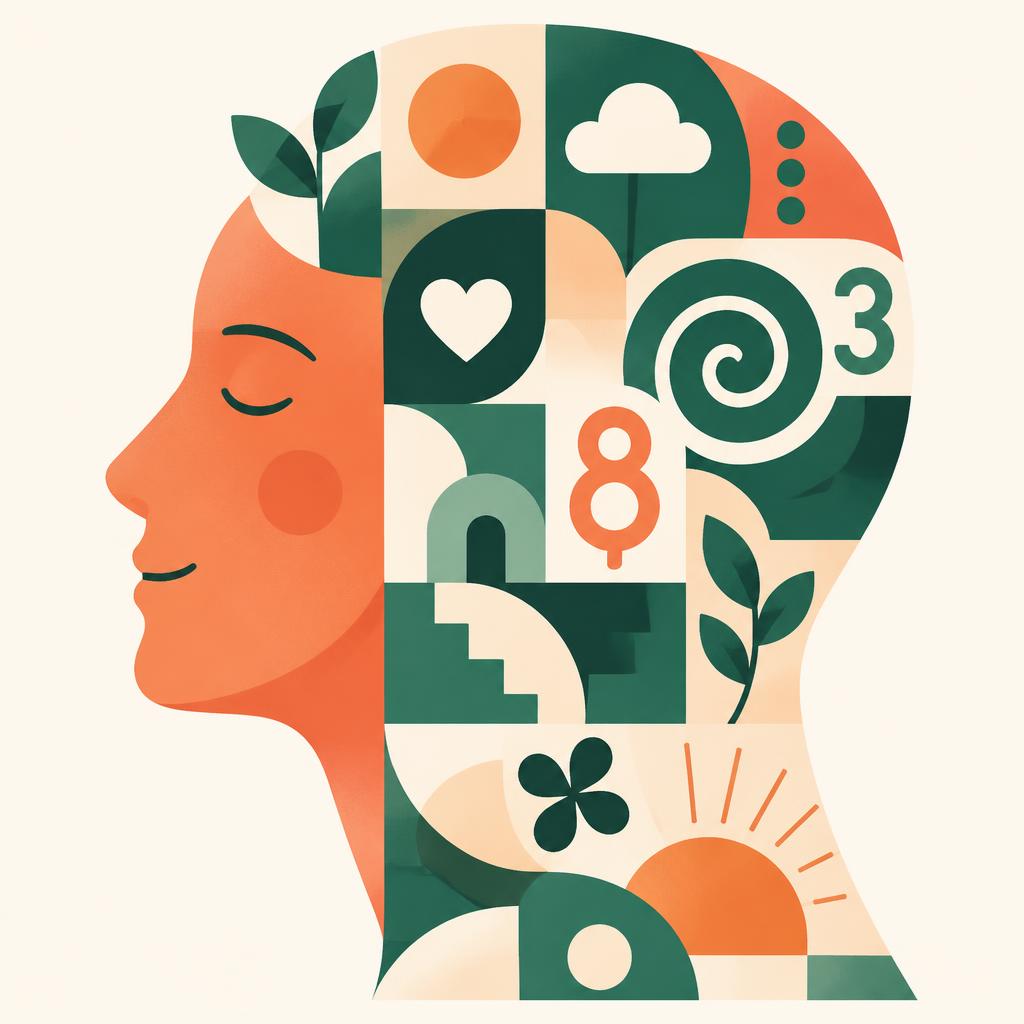 Abstract illustration of a mind solving puzzles
